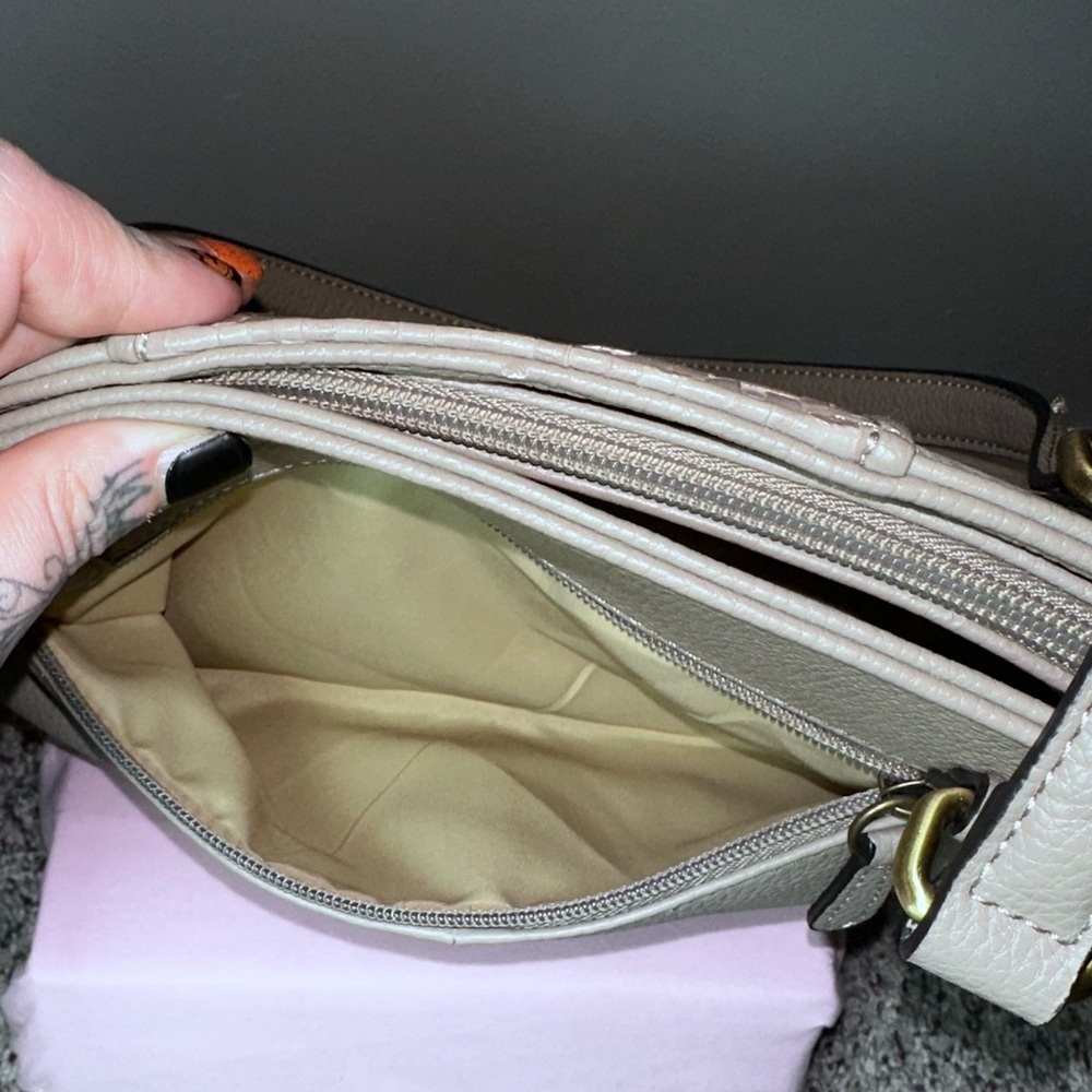 Giani Bernini Taupe Pebbled Leather Tote Bag with Tassel & Woven Accent - Picture 9 of 13